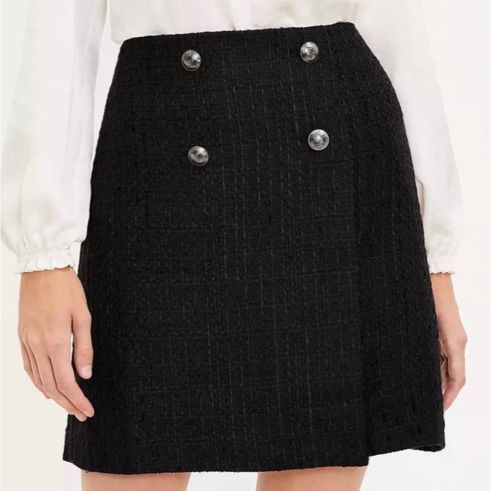 NWOT Loft Tweed Button Wrap Skirt